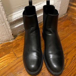 Zara Leather Chelsea Booties with Gold trim